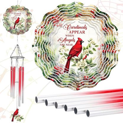 Cardinal Gifts Wind Chimes - Metal Windchimes with 3D Wind Spinner | Outdoors Garden Patio Lawn Yard Indoor Balcony Decor Home Art Hanging Birthday Gift for Women Men Mom Grandma Friends