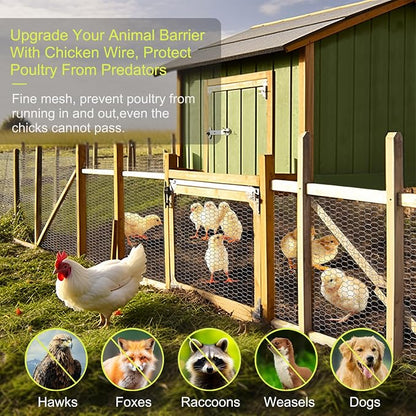 Chicken Wire Fencing, 16.5 x 138 Inch Chicken Wire Mesh Roll for Garden Plants, 1 Inch Mesh Hexagonal Galvanized Metal Poultry Wire Netting for Chicken Coop Rabbit Dogs Barrier