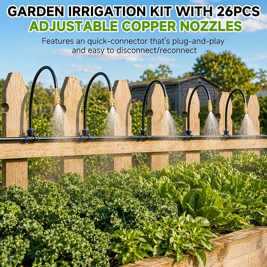 120FT Drip Irrigation System for Garden, 360° Bendable Garden Watering Kit