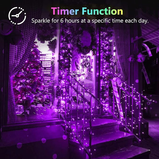 BOSSERN 2 Pack 100 LED Fairy Lights Battery Operated with Remote, 8 Modes String Lights Indoor Outdoor, Cuttable Battery Light for Home Bedroom Wedding DIY Centerpiece Christmas Decorations (Purple)