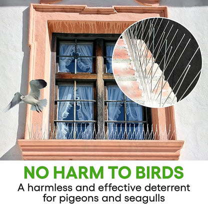 Bird Spikes - Pigeon Spikes - Bird Deterrent Spikes - Stainless Steel - Pigeon & Seagull Defense - Easy Setup - Keeps Birds Under Control - Covers 10 feet