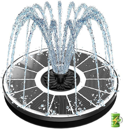 SZMP Solar Bird Bath Fountains Spraying Water in The Shadow, Solar Water Fountain Pump Outdoor Garden 3.5W White Glass Panel with 2000mAh Battery Replaceable Nozzles