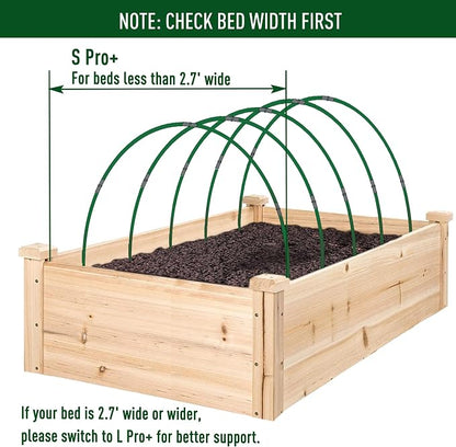 MAXPACE Greenhouse Hoops Kit, DIY 8ft Grow Tunnel, Fits Raised Garden Beds Up to 2.7ft Wide, 25 Pcs Rust-Proof Fiberglass Frame Support Rods for Row Cover, Shade Cloth, Frost Netting & Plant Stakes