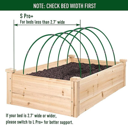 MAXPACE Greenhouse Hoops Kit, DIY 8ft Grow Tunnel, Fits Raised Garden Beds Up to 2.7ft Wide, 50 Pcs Rust-Proof Fiberglass Frame Support Rods for Row Cover, Shade Cloth, Frost Netting & Plant Stakes