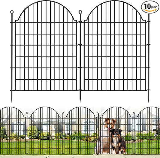 10 Panels No Dig Decorative Garden Fence for Yard, 40in (H) x 23.6ft (L) Rustproof Metal Wire Temporary Dog Fence, Animal Barrier Fencing Patio Panel Border with Temporary Ground Stakes