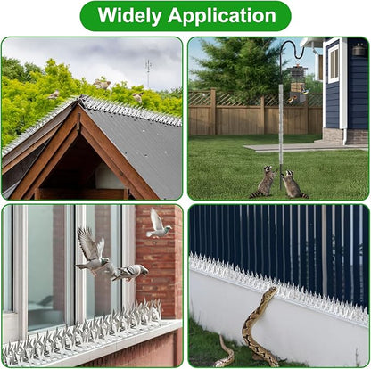 60 Pack Stainless Steel Squirrel Spikes for Bird Feeder, 60 FT Squirrel Spikes for Bird Feeder Pole, Keep Squirrels, Raccoon Away, for Wall Fence Garden Roof Yard, Easy to Install