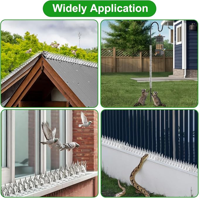 10 Pack Stainless Steel Squirrel Spikes for Bird Feeder, 10 FT Squirrel Spikes for Bird Feeder Pole, Keep Squirrels, Raccoon Away, for Wall Fence Garden Roof Yard, Easy to Install