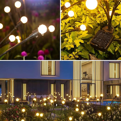 ASMAD Solar Garden Lights, 6 Pack 48 LEDs Solar Outdoor Lights, Firefly Lights for Patio Pathway Outdoor Decor, Bigger Bulb Base&Vary in Lenth, Warm White