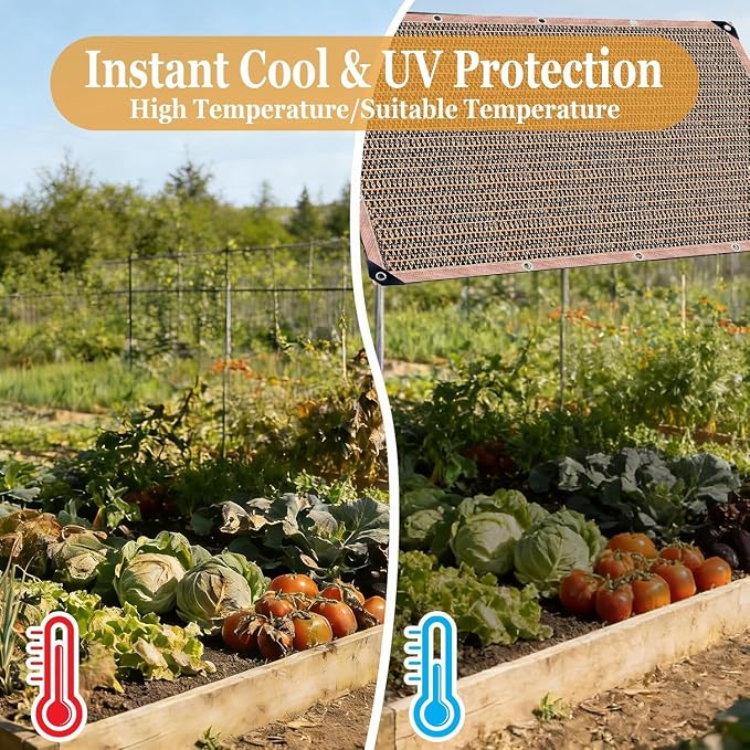 90% Outdoor Sun Shade Cloth, 8 x 10 FT Pergola Shade Cover with Grommets, Privacy Screen Sunshades for Patio Garden Backyard Plant, Mocha