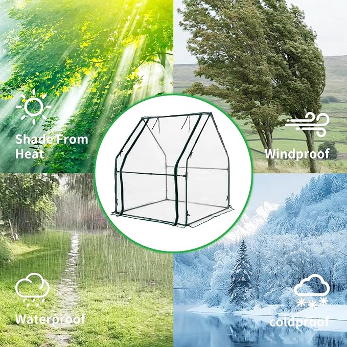 Portable Greenhouse for Outsides, 36x36x43 Inch Green House Tent with PVC Cover, Garden Plant Protector with Zippered Door for Vegetables Flowers Fruits Herbs