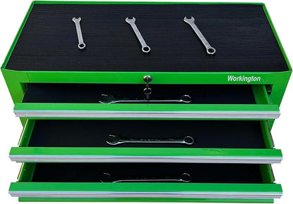 Workington Industrial 3 Drawers Portable Metal Intermediate Box, 26" Middle Tool Chest Cabinet with Ball Bearing Drawer Slides, Steel Tool Storage Box Organizer 4009 Green