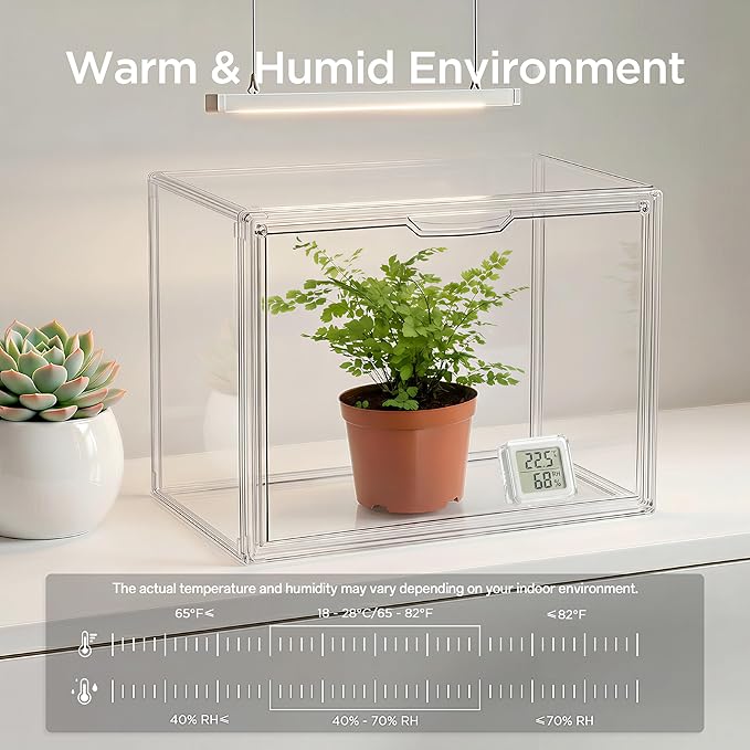 HBlife Mini Greenhouse for Indoor, Clear Stackable Green House with Magnetic Waterproof Door for Small Plants Nursery Germination, Tabletop Portable Greenhouse, 14.1x8.6x10.6 Inch (5 Pack)