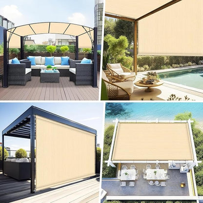 Shade&Beyond 7' W × 17' L Pergola Shade Cover Wheat Pergola Cover Canopy Replacement Shade Cloth for Garden, Patio, Deck, Porch with Grommets and Rods(Make Custom Size)