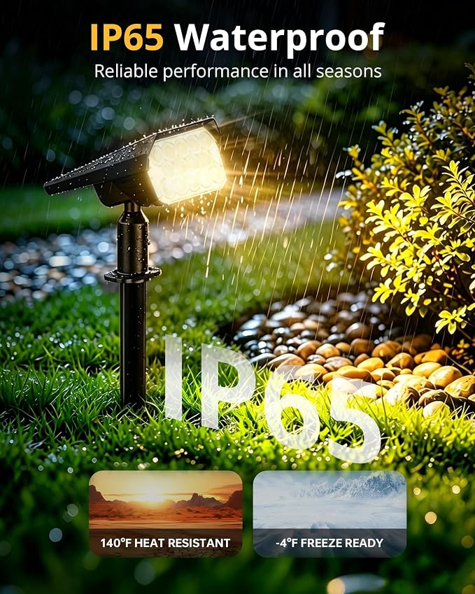 Solar Lights Outdoor Waterproof IP65, 56 LED 3 Lighting Modes Solar Spot Lights Outdoor, Solar Powered Landscape Lighting for Yard Pathway Garden, 6 Pack (Warm White)