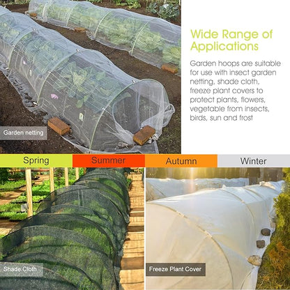 36 PCS Garden Hoops for Raised Beds, Rifny 6 Sets Greenhouse Hoops Kit of 8 FT Long Grow Tunnel, Rust-Free Fiberglass Garden Support Poles for Insect Mesh Netting Freeze Plant Cover (Green)