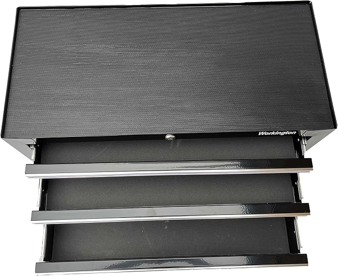 Workington Industrial 3 Drawers Portable Metal Intermediate Box, 26" Middle Tool Chest Cabinet with Ball Bearing Drawer Slides, Steel Tool Storage Box Organizer 4009 Black