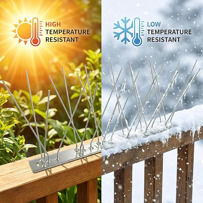 Bird Spikes 9.84FT, 304 Stainless Steel Bird Deterrents Spikes for Outside to Keep Birds Away Birds Scare Devices Outdoor 12Pcs
