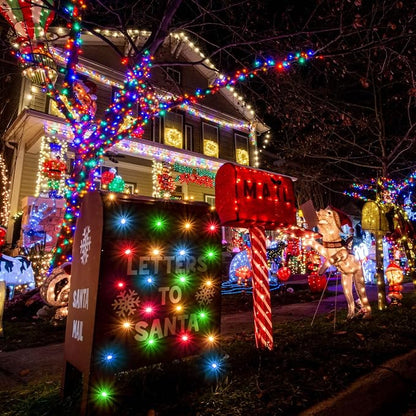 JMEXSUSS 600 LED Solar Christmas Lights Outdoor, 206.7 ft, Multi-Colored | Christmas Lights Outdoor Waterproof, 8 Modes Solar String Lights for Outside Garden Yard Patio Tree Xmas Decorations