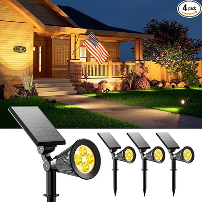 4 Pack Solar Powered Spotlights Waterproof Outdoor for Christmas Decorations, Tree, Santa Claus, Snowman, Christmas Ambient Outdside Spot Landscape Lights for Wall, Garden, Yard, Sidewalk, Warm White