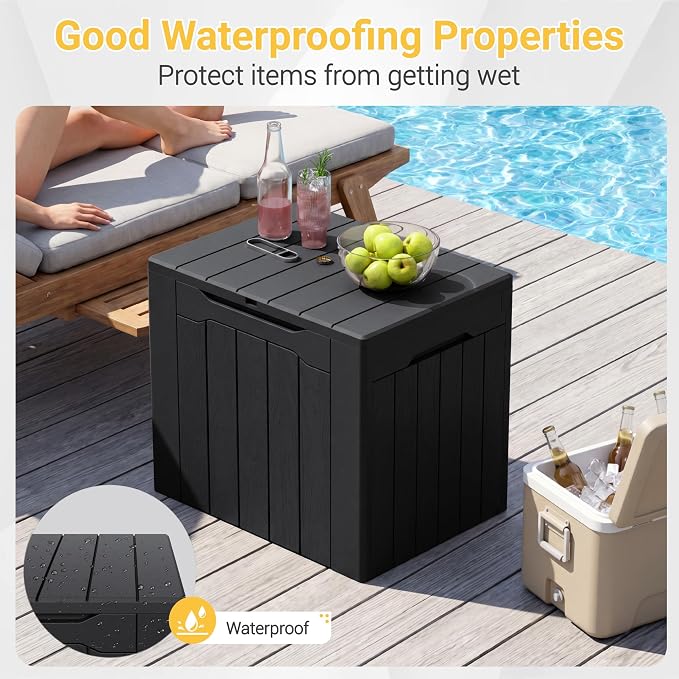 Greesum 33 Gallon Resin Deck Box All Weather Outdoor Storage Boxes for Patio Furniture Set,Outdoor Toys,Garden Tools,Black