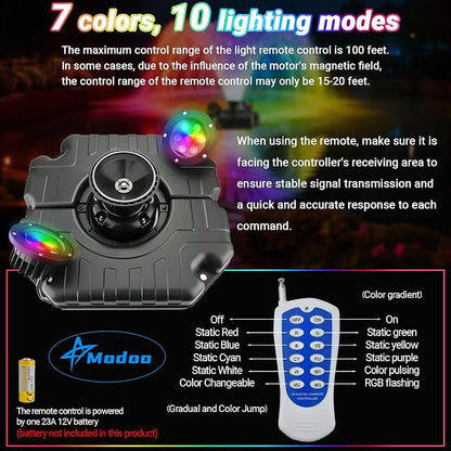 Pond Fountain Aerator with Lights, Dynamic RGB Light 1HP 750W Floating Fountain for Pond Lake, 110V 15000 GPH Fully Automatic Stainless Steel Fountain Pump 100Ft Cord with 2 LED Lights and Nail, Rope