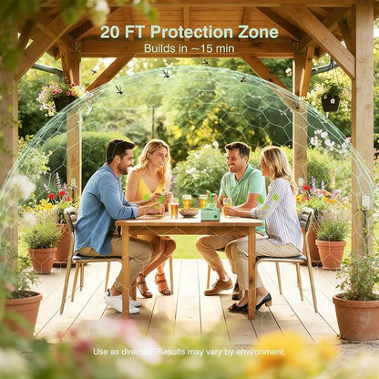 Long-Lasting Indoor/Outdoor Mosquito Repeller, Up to 240-Hour Refill, 15-Hour Rechargeable Battery, USB-C Powered for Continuous Use, Mosquito-Repelling Plant-Based Essential Oil Refill
