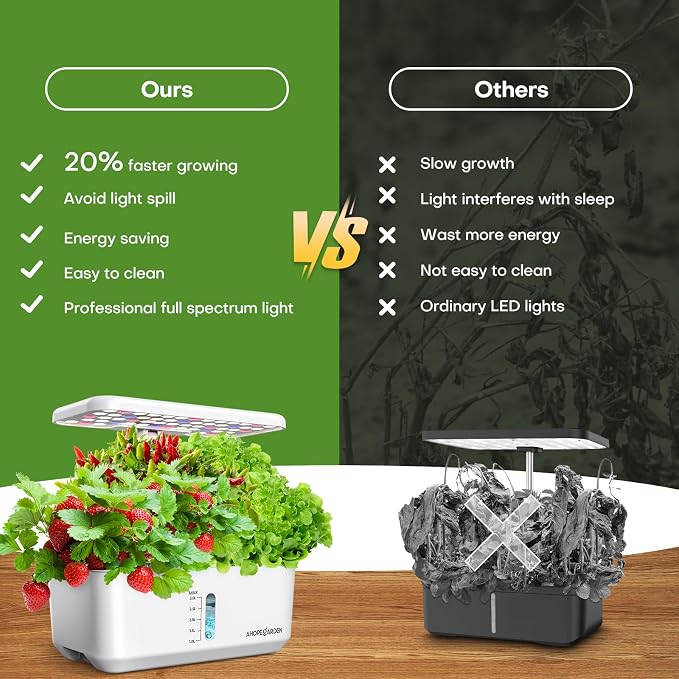 Ahopegarden Indoor Garden Hydroponics Growing System: 10 Pods Plant Germination Kit Herb Vegetable Growth Lamp Countertop with LED Grow Light - Hydrophonic Planter Grower Harvest Lettuce