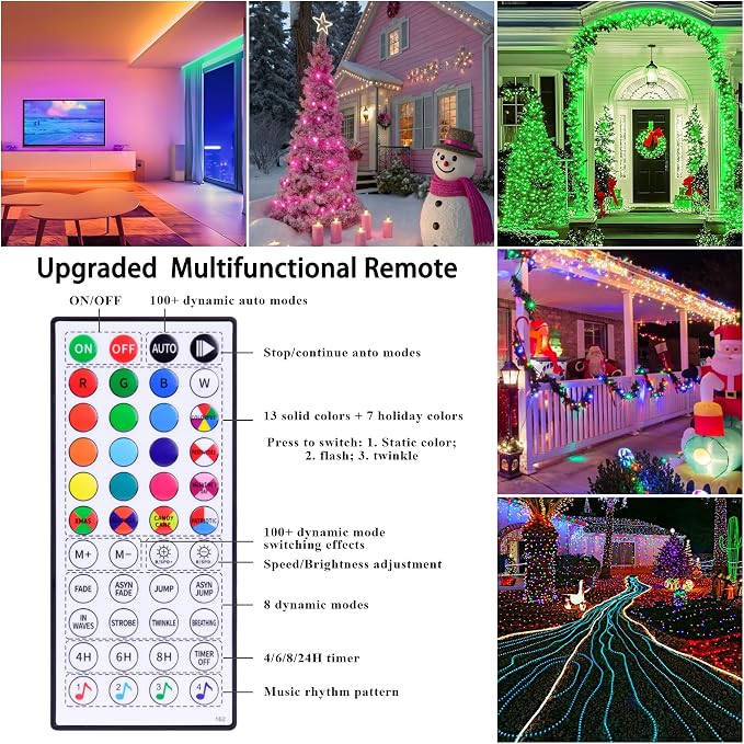 66ft LED Rope Lights for Outside, Outdoor String Light Waterproof Plug in with Remote & APP Controlled, 16 Million Colors Changing Music Sync Tube Lighting for Indoor Bedroom Christmas Decor