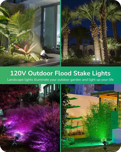 EDISHINE 120V Spotlights Outdoor, Plug in LED Flood Lights, Waterproof Landscape Lights Socket, 6FT Cord, E26 Base, Max150W PAR38 Bulb (Not Included), 180° Adjustable Head, UL Listed, 2Pack