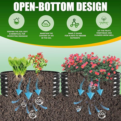 TBMLC 17" Tall Elevated Round Metal Rised Garden Bed- 4'x4' in Size and 0.8MM Thick Durable Planter Box for Vegetables Flowers Succulent at Patio/Garden Outdoor (Black, 4FT Diameter)