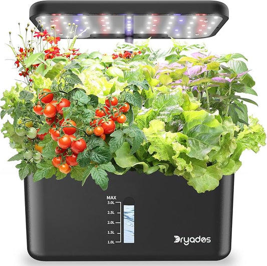 Indoor Garden Hydroponics Growing System - 10 Pods Plant Germination Kit Herb Vegetable Countertop with Grow Lamp Quiet Pump - Hydrophonic Planter Grower