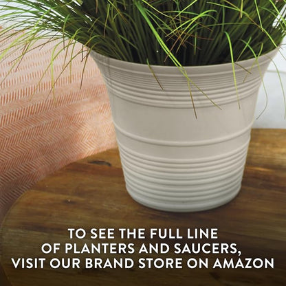 The HC Companies 7 Inch Sedona Round Self Watering Planter Pots, Lightweight UV-Resistant Plastic Indoor & Outdoor Planters, 4-Pack Flower Pots for Garden & Home Decor, Honey