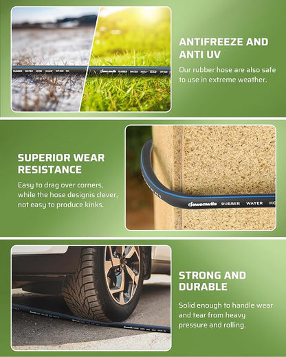 DEWENWILS 5/8" x 25FT Heavy Duty Garden Hose, 300psi Working & 1000psi Burst, Solid Brass 3/4" GHT Fittings, Hot/Cold Water, 5 Layer Construction, Rubber Water Hose for Yard, Garden, Lawn