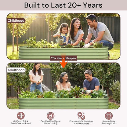6x2x1.5 ft Galvanized Raised Garden Bed, 18" Tall Metal Raised Planters for Outdoor Plants, Vegetables, Herbs, Above Ground Raised Garden Bed Kit for Small Space Gardening - Sand Beige