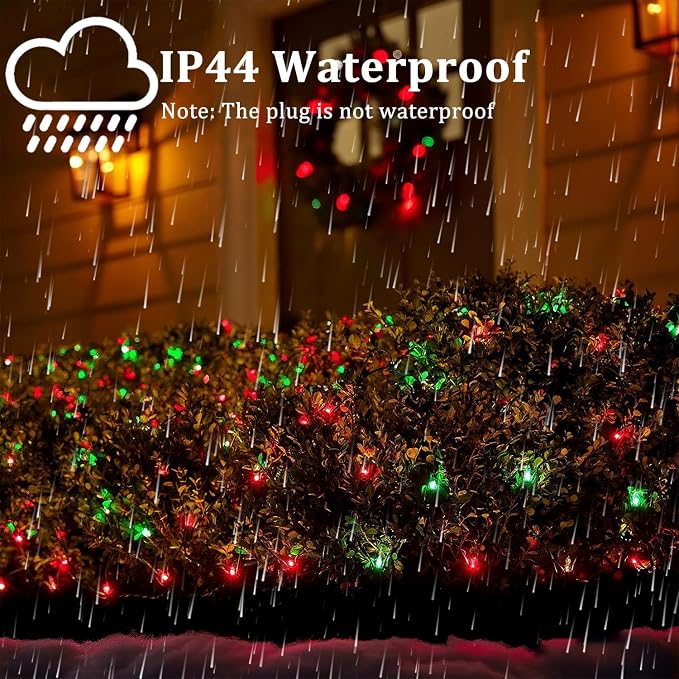 Red and Green Christmas Lights Outdoor, 50FT 200 Count Incandescent Mini Christmas Lights Green Wire, Waterproof Fairy Lights, Connectable Xmas String Lights for Christmas Tree, Garland, Wedding Decor