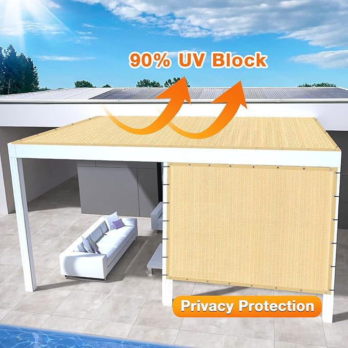 Artpuch Outdoor Pergola Shade Cover 4' X 6' Sun Shade Cloth with Grommets, 90% UV Protection Canopy Patio Privacy Screen (Customized Available) GN107, Wheat