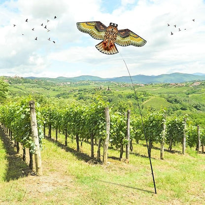 Bird Hawk Flying Kite with Pole Crop Protector Bird Scare Kites with 4m Pole - Owl Kite