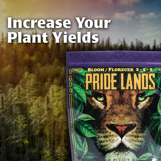 Pride Lands Premium Organic Bloom Fertilizer with NO Fillers, Bigger Buds and Flowers, Brighter Plants with Our Complete Bloom Nutrients, Recharge Soil and Boost Growth with Optimal Blend of NPK, 2 lb