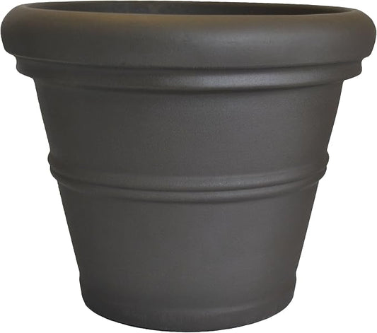 Tusco Products RR155ES Classic Rolled Rim Garden Planter, 15.5", Espresso