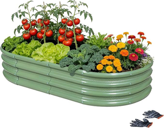 6×3×1 ft Light Green Metal Galvanized Raised Garden Bed, Easy Assembly Outdoor Garden Planter for Gardening Fruit, Vegetables, Flowers & Herbs