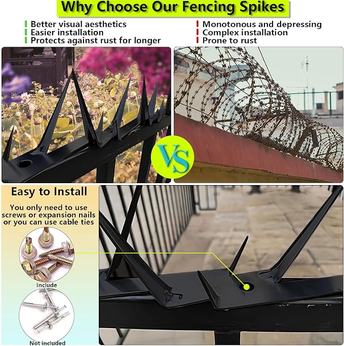 Metal Anti Climb Spikes for Fences and Walls, Effectively Avoided Invaders Climbing Attempts.(Size 60 inches)