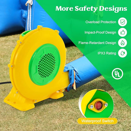 HONEY JOY Air Blower, 680W 0.9HP Bounce House Blower, Commercial Electric Pump Fan for Inflatable Water Slides & Bouncy Castle, 2340pa Air Blower for Inflatables (680Watt 0.9HP)