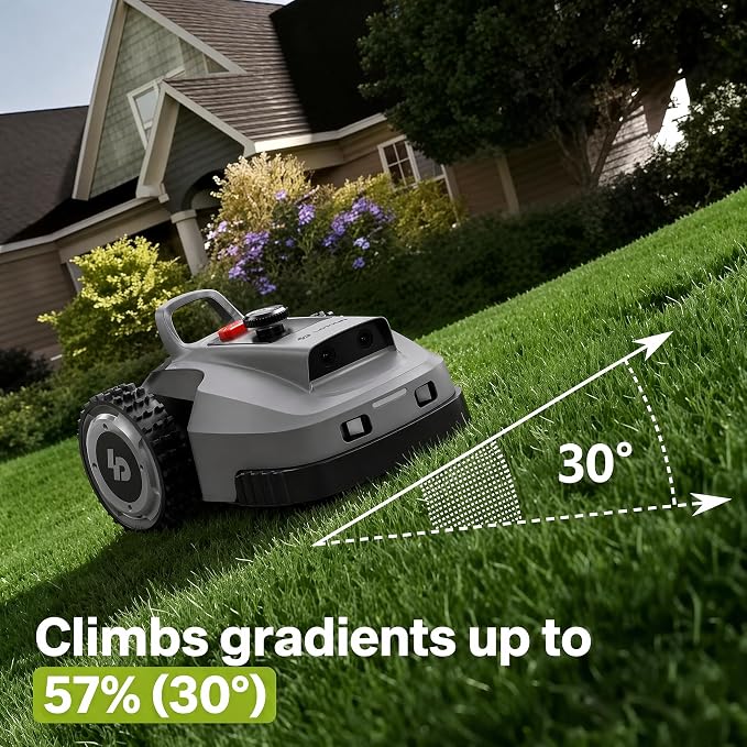 Robot Lawn Mower, Wire-Free Robotic Mower for 0.99 Acres, No Perimeter Wire, Auto-Mapping, RTK + AI 3D Vision Navigation, 300+ Object Avoidance, 57% Slope, IP66 Automatic Grass Cutter