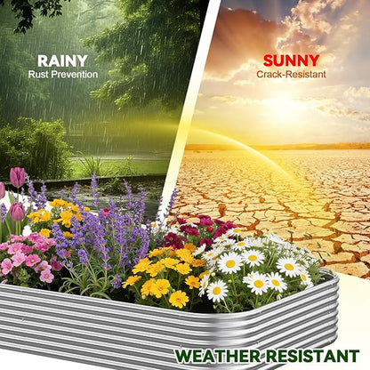 3 Pack 8x4FT Corrugated Galvanized Steel Raised Garden Bed Outdoor, Metal Above Ground Garden Bed for Vegetables and Flowers, Raised Beds for Gardening