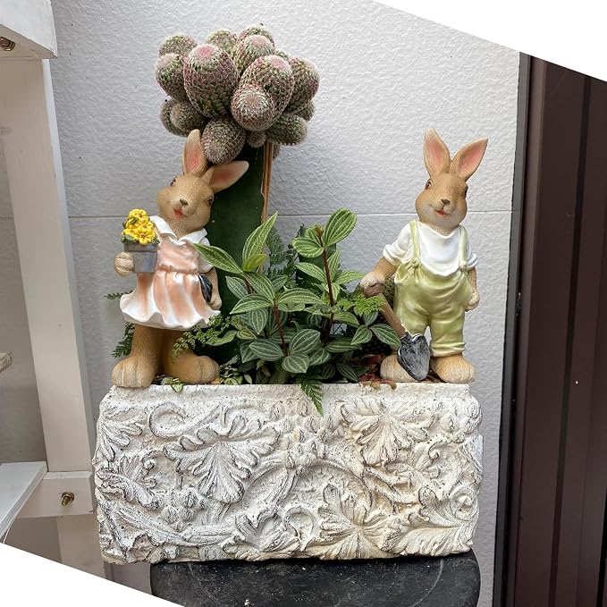 Rabbit Garden Statues Yard Decorations Outdoor Bunny Statue Garden Decor | Bunny Decor for Home Garden Yard Statues Rabbit Figurines Birthday Housewarming Gifts for Mom Grandma