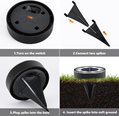 Joomer Solar Ground Lights Outdoor Waterproof, 16 Pack 8 LED, White | Solar Powered Garden Lights Disc Landscape Lighting Outdoor for Patio Pathway Lawn Yard Driveway Walkway outside