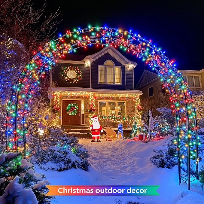 JMEXSUSS 600 LED Solar Christmas Lights Outdoor, 206.7 ft, Multi-Colored | Christmas Lights Outdoor Waterproof, 8 Modes Solar String Lights for Outside Garden Yard Patio Tree Xmas Decorations