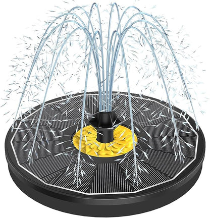 Yzert Solar Bird Bath Fountains,3.5W Glass Panel Solar Fountain Pump for Bird Bath No Battery,Solar Water Fountain Outdoor with 4 Fixed Pipes 7 Nozzles(Black)