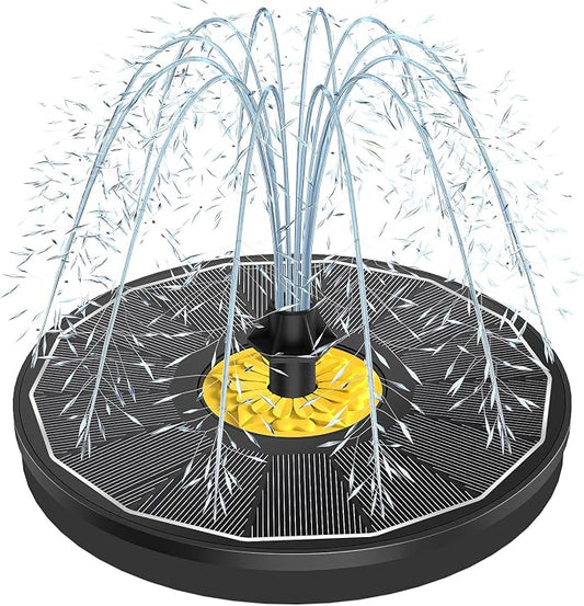 Yzert Solar Bird Bath Fountains,3.5W Glass Panel Solar Fountain Pump for Bird Bath No Battery,Solar Water Fountain Outdoor with 4 Fixed Pipes 7 Nozzles(Black)