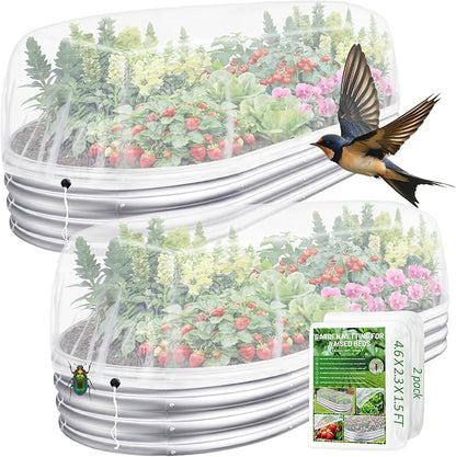 2 Pack Garden Netting for Raised Beds, 4x2FT Raised Bed Cover for Garden Protection, Ultra Fine Mesh Bird Netting Pest Barrier Screen with Drawstring for Protecting Vegetables Fruits Flowers